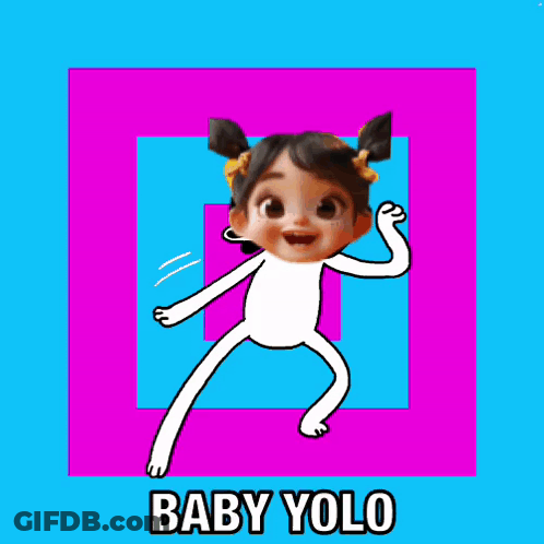 A Picture Of A Baby Dancing With The Words Baby Yolo Below Her GIF