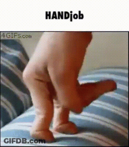 A Picture Of A Baby 'S Feet With The Word Handjob Above It GIF
