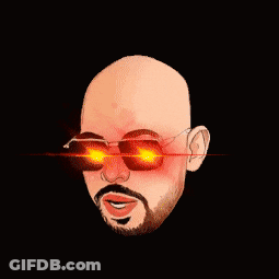 A Picture Of A Bald Man With A Beard And The Words Tate Defence Around His Head GIF
