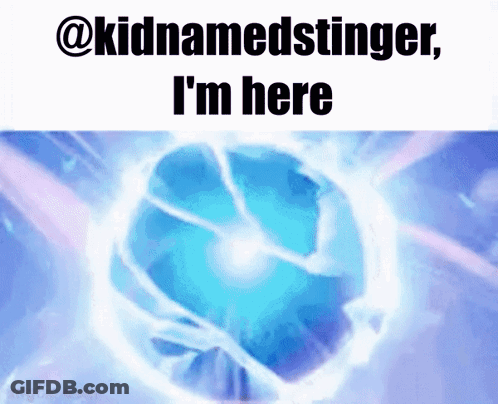 A Picture Of A Ball That Says ' Kidnamedssinger I 'M Here ' GIF