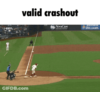 A Picture Of A Baseball Game With The Words Valid Crashout On The Bottom GIF