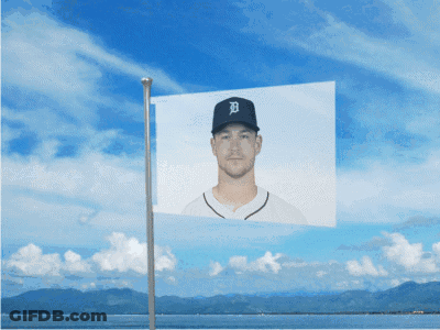 A Picture Of A Baseball Player Wearing A Hat With The Letter B On It GIF