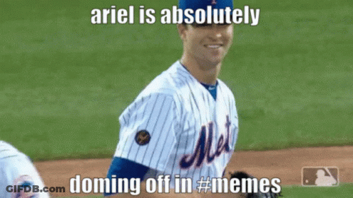 A Picture Of A Baseball Player With The Caption " Ariel Is Absolutely Doming Off In Memes " GIF