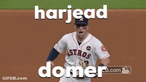A Picture Of A Baseball Player With The Words Harjead Domer GIF