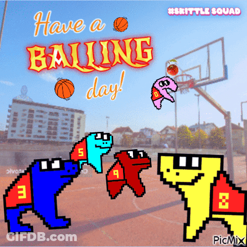 Basketball Court With Have A Balling Day GIF