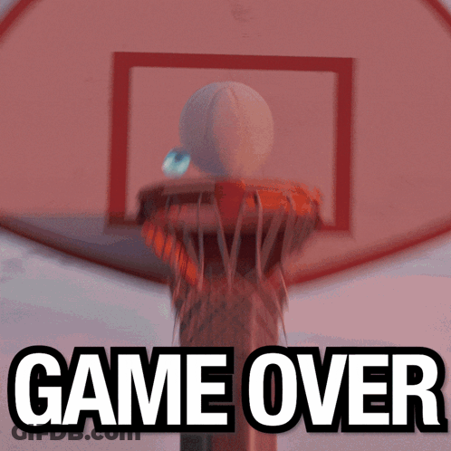 A Picture Of A Basketball Going Through A Hoop With The Words Game Over Below It GIF