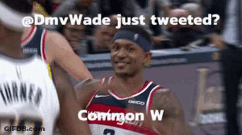 A Picture Of A Basketball Player With A Caption That Says @Dmvwade Just Tweeted GIF