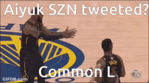 A Picture Of A Basketball Player With The Caption Aiyuk Szn Tweeted ? Common L GIF