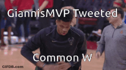A Picture Of A Basketball Player With The Caption Giannismvp Tweeted Common W. GIF