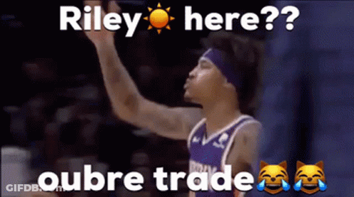 A Picture Of A Basketball Player With The Words Riley Here Written On It GIF
