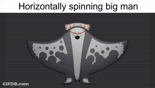 A Picture Of A Bat With The Words Horizontally Spinning Big Man GIF