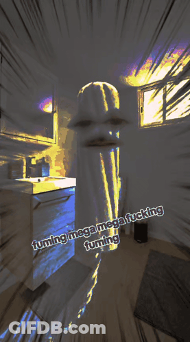 A Picture Of A Bathroom With The Words Fuming Mega Mega Fucking Fuming On The Bottom GIF
