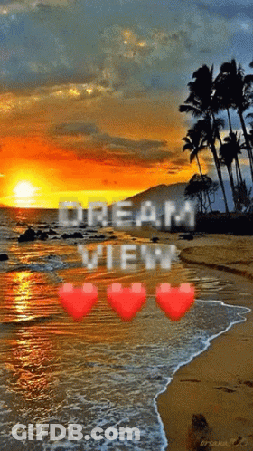 A Picture Of A Beach With The Words Dream View GIF