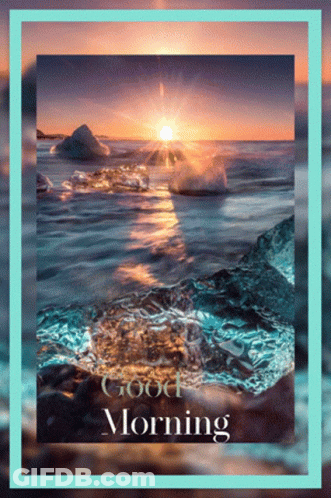 Beach Scene With Good Morning Text GIF