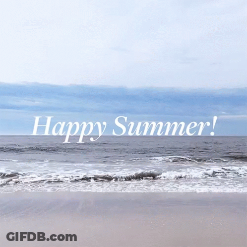 A Picture Of A Beach With The Words Happy Summer On It GIF