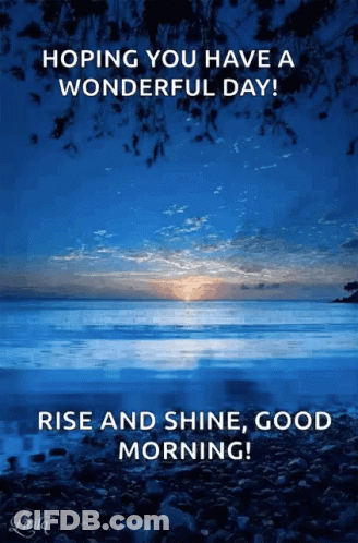 A Picture Of A Beach With The Words " Hoping You Have A Wonderful Day " GIF