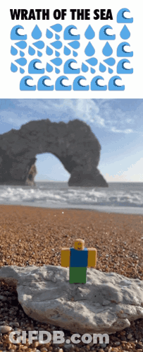 Beach With Wrath Of The Sea Text GIF