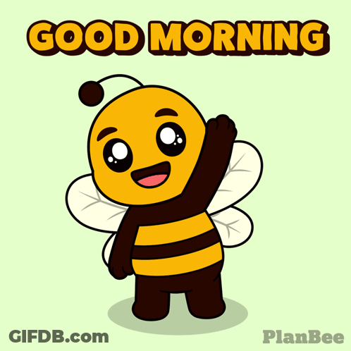 A Picture Of A Bee With The Words Good Morning Written Above It GIF