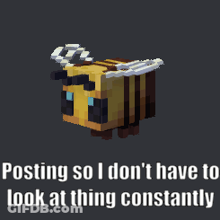 A Picture Of A Bee With The Words " Posting So I Don 'T Have To Look At Thing Constantly " Below It GIF