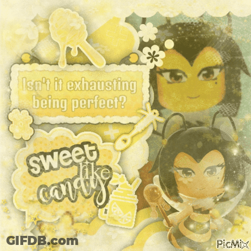 A Picture Of A Bee With The Words Sweet Like Candy GIF