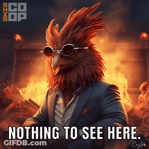 A Picture Of A Bird Wearing Sunglasses And A Suit With The Caption Nothing To See Here GIF