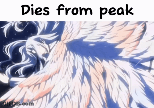 A Picture Of A Bird With The Words Dies From Peak Above It GIF