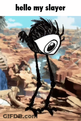 A Picture Of A Bird With The Words Hello My Slayer Written On It GIF