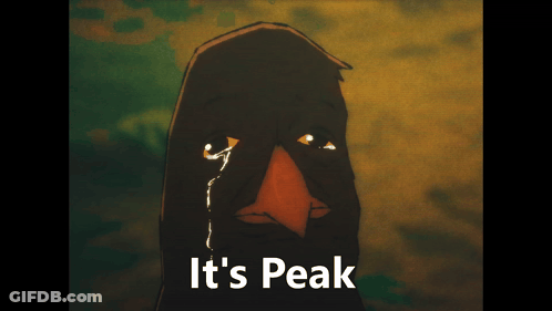 A Picture Of A Bird With The Words It 'S Peak GIF