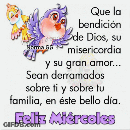 A Picture Of A Bird With The Words Que La Bendicion De Dios Su Misericordia GIF