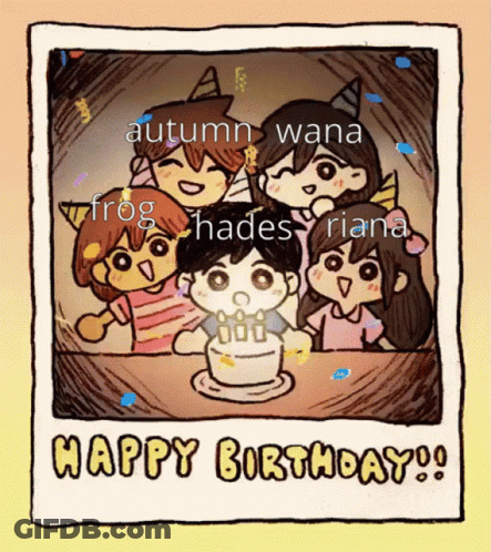 A Picture Of A Birthday Party With The Words Happy Birthday Written On It GIF