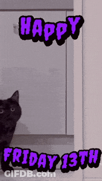 A Picture Of A Black Cat With The Words Happy Friday 13Th On The Bottom GIF