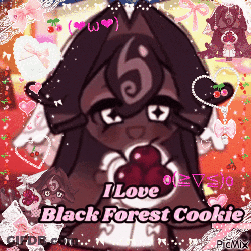 A Picture Of A Black Forest Cookie That Says I Love Black Forest Cookie On It GIF