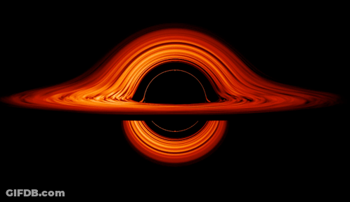 A Picture Of A Black Hole In Space With A Black Background GIF