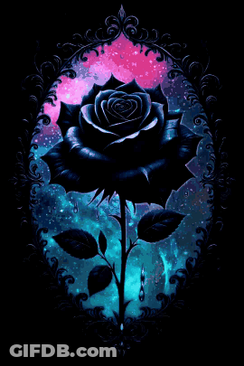 A Picture Of A Black Rose In A Frame GIF