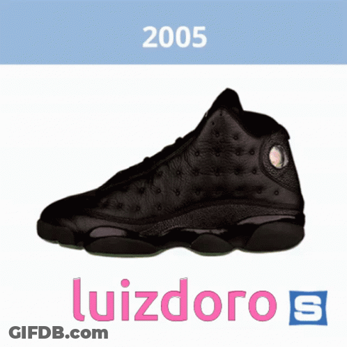 A Picture Of A Black Shoe With The Year 2005 On Top GIF