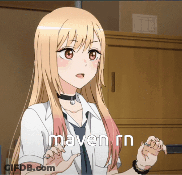 A Picture Of A Blonde Anime Girl With The Words Maven Rn Written Below Her GIF