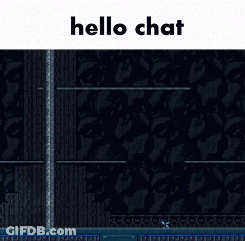 A Picture Of A Blue Background With The Words Hello Chat On It GIF