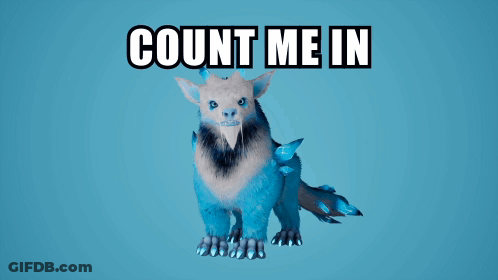 A Picture Of A Blue Dragon With The Words Count Me In GIF