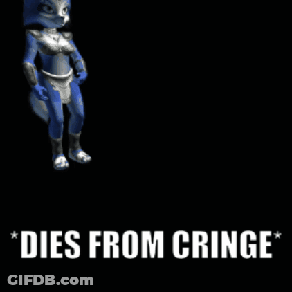 A Picture Of A Blue Fox With The Words " Dies From Cringe " GIF