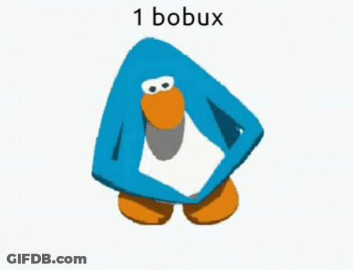 A Picture Of A Blue Penguin With The Words 1 Bobux On The Bottom GIF