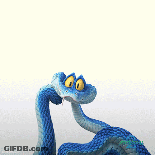 A Picture Of A Blue Snake With A Disney Logo In The Corner GIF