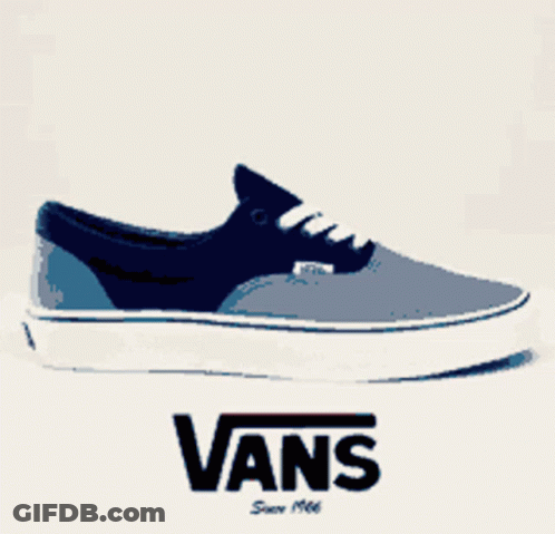 A Picture Of A Blue Vans Shoe GIF
