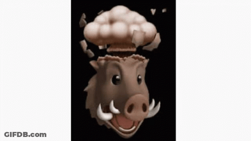A Picture Of A Boar 'S Head With A Bomb Coming Out Of It GIF