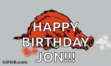 A Picture Of A Boar With The Words Happy Birthday Jon Written On It GIF