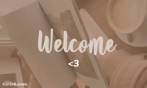 A Picture Of A Book And A Mirror With The Words Welcome < 3 GIF