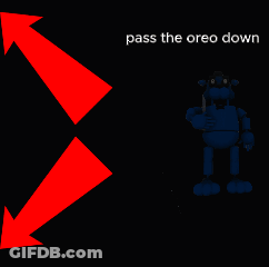 A Picture Of A Bottle Of Johnson 'S Baby Lotion Next To A Picture Of A Blue Robot With A Knife GIF