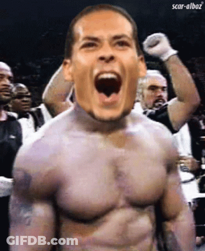 A Picture Of A Boxer With Scar-Alboz Written On The Bottom Right GIF