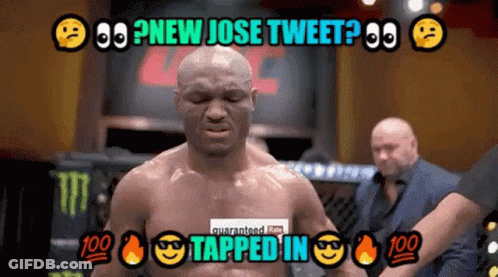 A Picture Of A Boxer With The Words New Jose Tweet Taped In Above Him GIF
