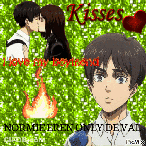 A Picture Of A Boy And A Girl Kissing With The Words Kisses Love My Boyfriend GIF