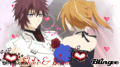 A Picture Of A Boy And A Girl With The Words " Shiki & Lina " On It GIF